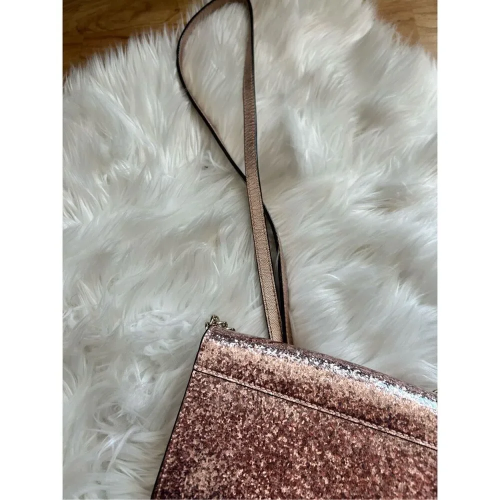 KATE SPADE NEW YORK pale pink GLITTER crossbody bag retails for $350